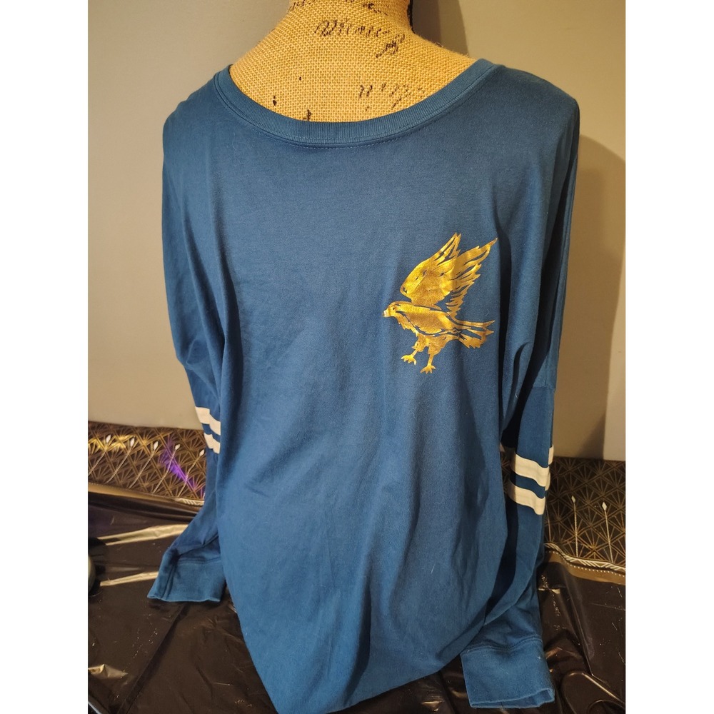 Harry Potter Ravenclaw Long Sleeve Graphic Tee Blue Gold Foil XL Hogwarts Shirt